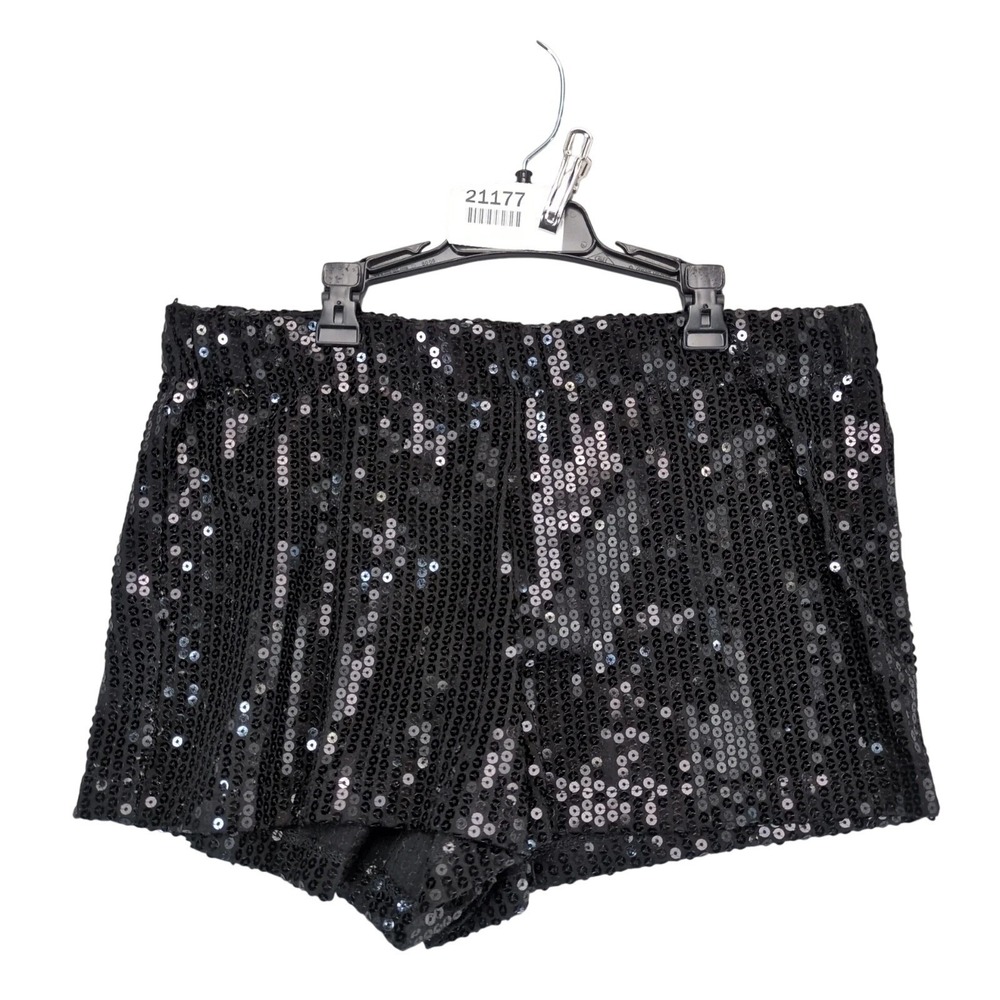Venus Black Sequin Party 2.5" Shorts Women's S Stretch Goth Glam Showgirl USA